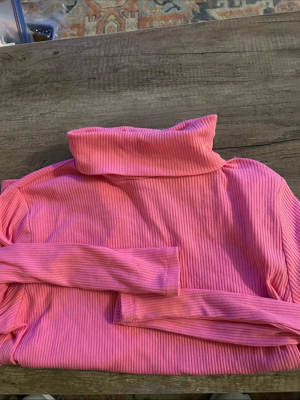 Bright Pink Ribbed Turtleneck Top NWOT